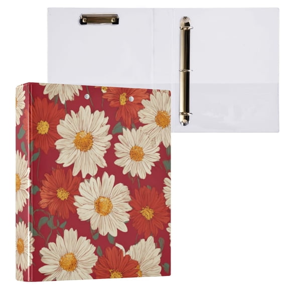 Hard Shell Ring Binder With Clip Holds 200 Sheets Office Home Organization Dasiy in Red