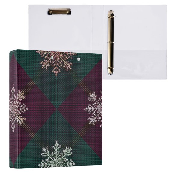 Hard Shell Ring Binder With Clip Holds 200 Sheets Office Home Organization Digital Snowflakes