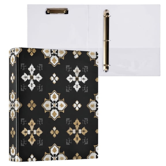 Hard Shell Ring Binder With Clip Holds 200 Sheets Office Home Organization Elegant and Intricate Pattern