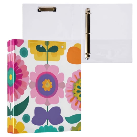 Hard Shell Ring Binder With Clip Holds 200 Sheets Office Home Organization Floral Spring