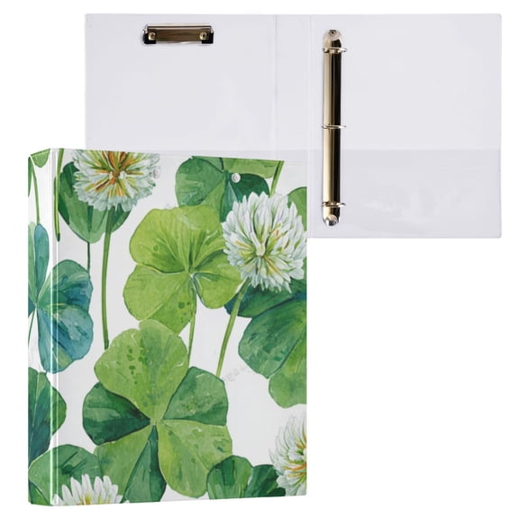 Hard Shell Ring Binder With Clip Holds 200 Sheets Office Home Organization Flowers and Leaves