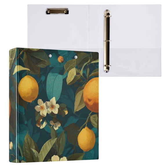 Hard Shell Ring Binder With Clip Holds 200 Sheets Office Home Organization Green Leaves Lemmon
