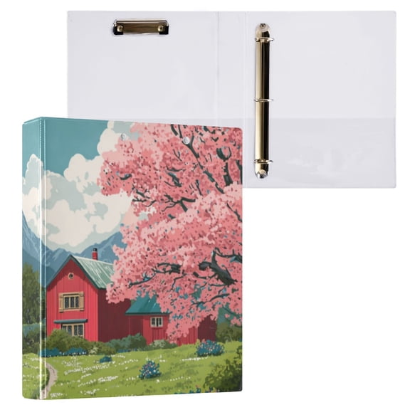 Hard Shell Ring Binder With Clip Holds 200 Sheets Office Home Organization Green Meadow Cherry