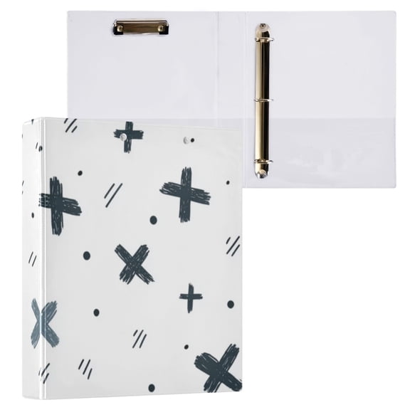 Hard Shell Ring Binder With Clip Holds 200 Sheets Office Home Organization Hand-drawn Crosses