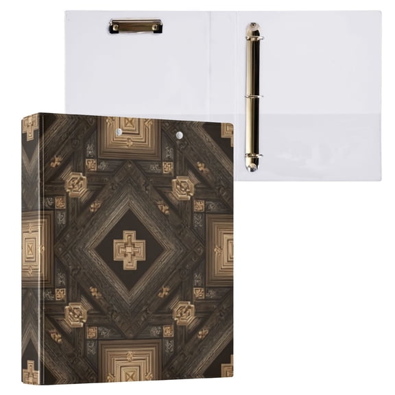 Hard Shell Ring Binder With Clip Holds 200 Sheets Office Home Organization Intricate Patterns