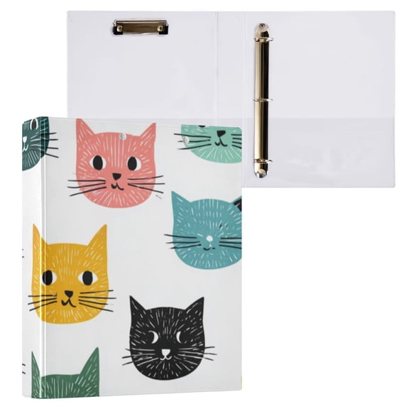 Hard Shell Ring Binder With Clip Holds 200 Sheets Office Home Organization Kitty