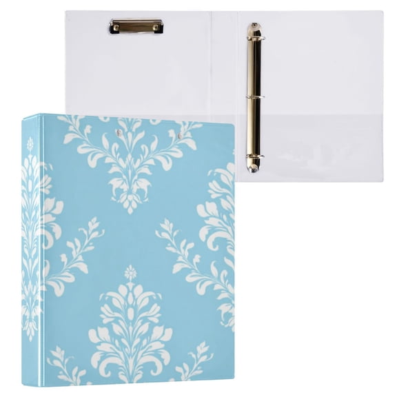 Hard Shell Ring Binder With Clip Holds 200 Sheets Office Home Organization Light Blue Background