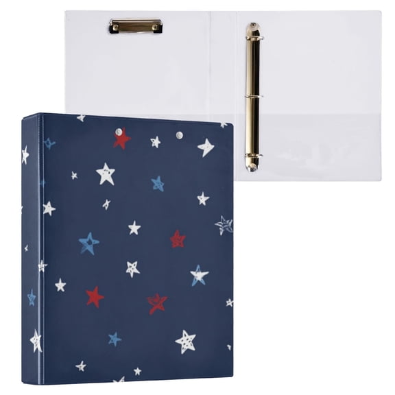 Hard Shell Ring Binder With Clip Holds 200 Sheets Office Home Organization Navy Blue Background