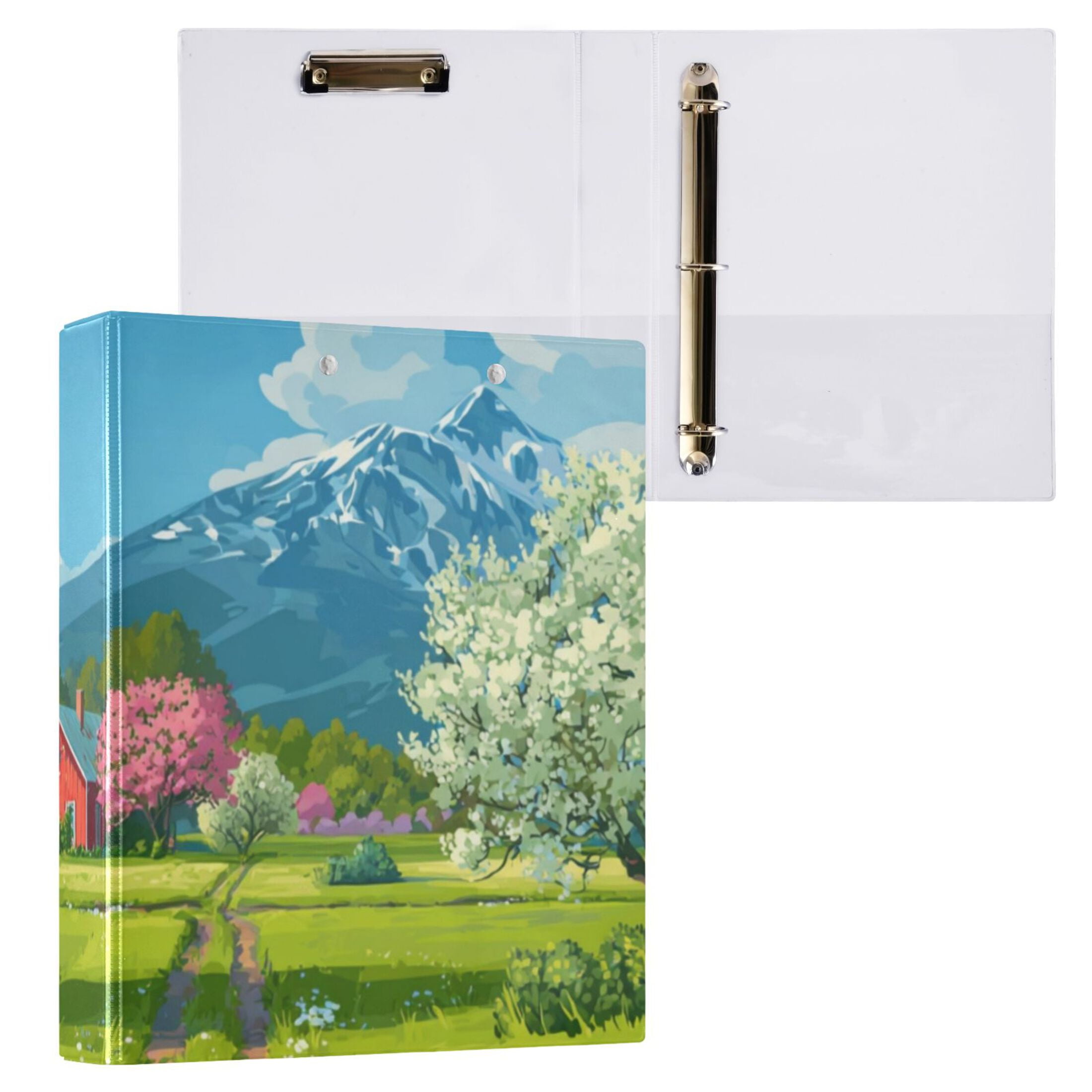 Hard Shell Ring Binder With Clip Holds 200 Sheets Office Home Organization Orchard in Bloom Barn