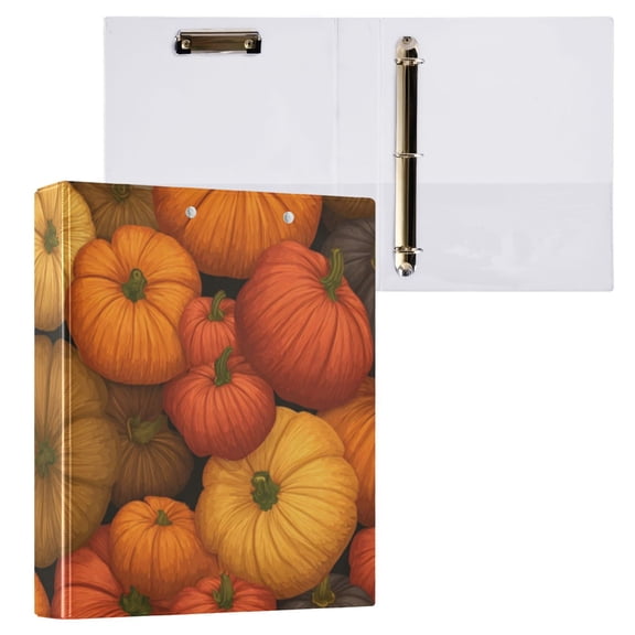 Hard Shell Ring Binder With Clip Holds 200 Sheets Office Home Organization Pattern Of Pumpkins