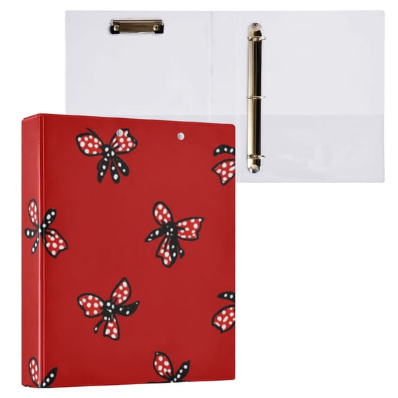 Hard Shell Ring Binder With Clip Holds 200 Sheets Office Home Organization Pattern Of Small Bows