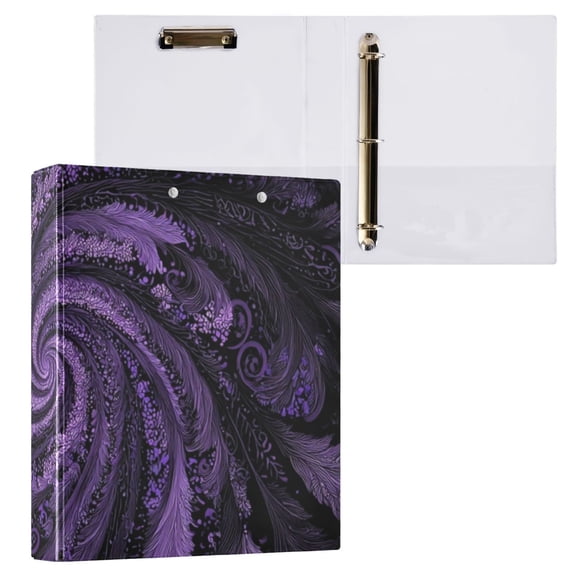 Hard Shell Ring Binder With Clip Holds 200 Sheets Office Home Organization Purple Swirl Pattern