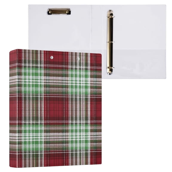 Hard Shell Ring Binder With Clip Holds 200 Sheets Office Home Organization Red Green White Plaid