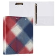 thumbnail image 1 of Hard Shell Ring Binder With Clip Holds 200 Sheets Office Home Organization Red White Tartan Pattern, 1 of 10