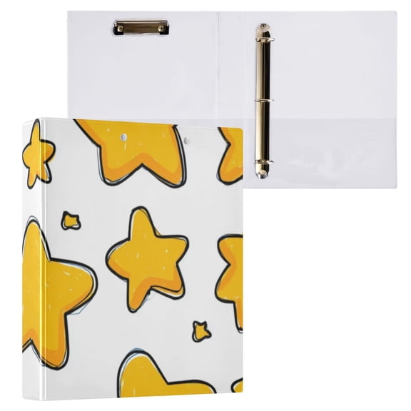 Hard Shell Ring Binder With Clip Holds 200 Sheets Office Home Organization Stars Icon