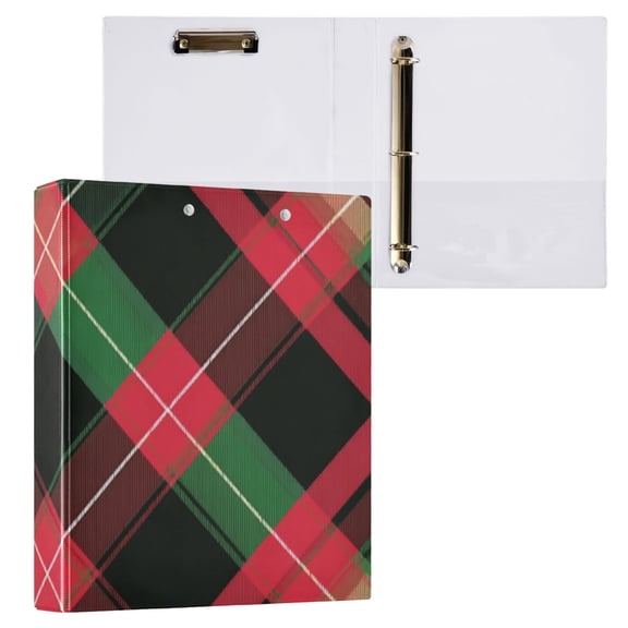 Hard Shell Ring Binder With Clip Holds 200 Sheets Office Home Organization Tartan Plaid