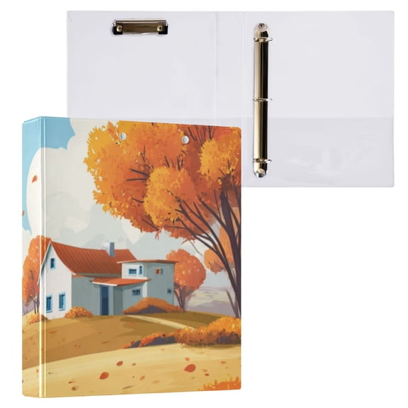 Hard Shell Ring Binder With Clip Holds 200 Sheets Office Home Organization Tree and Leaves Falling