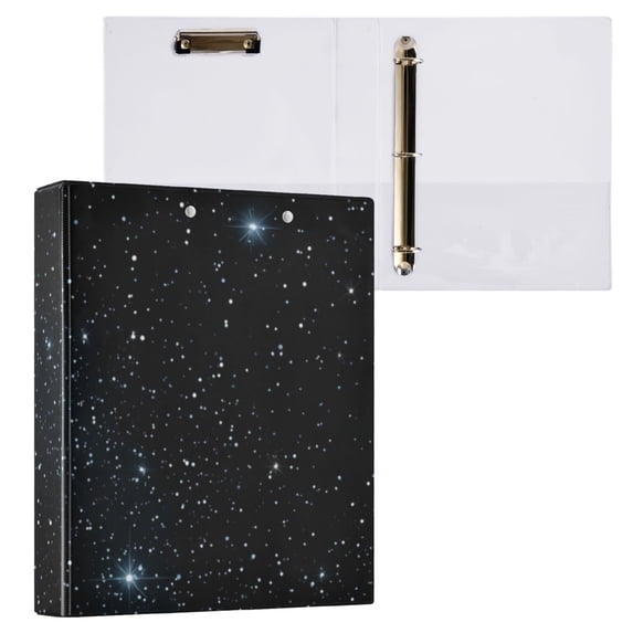 Hard Shell Ring Binder With Clip Holds 200 Sheets Office Home Organization Twinkling Stars