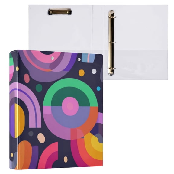 Hard Shell Ring Binder With Clip Holds 200 Sheets Office Home Organization Vector Pattern Thick Neon