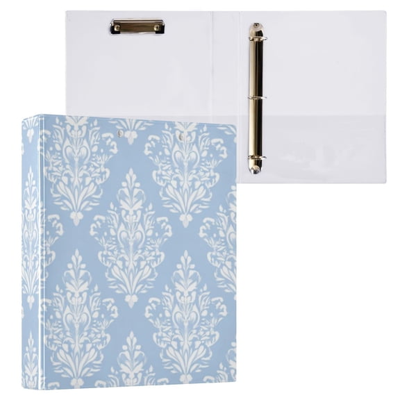 Hard Shell Ring Binder With Clip Holds 200 Sheets Office Home Organization White Damask