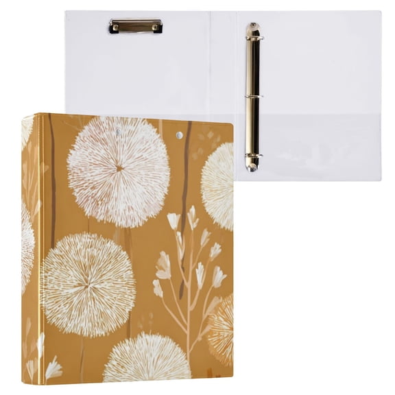 Hard Shell Ring Binder With Clip Holds 200 Sheets Office Home Organization White Dandelions