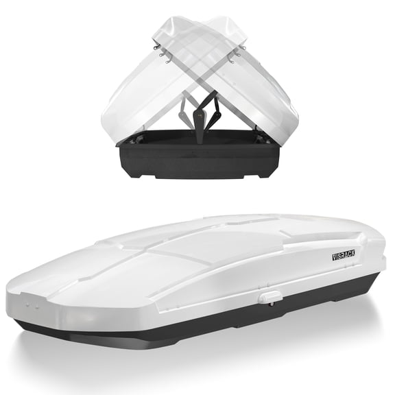 Dual-Side Opening Hard Shell Roof Cargo Box, 26 Cu Ft Extra Large Rooftop Carrier with , Tool-Free Install, Secure Lock System Fits Most Roof Racks, Fits Up to 150 lbs, White