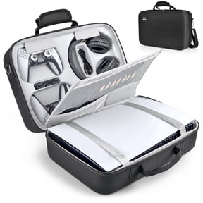 Hard Shell Travel Carrying Case Compatible with PS5 & PS5 Slim Console, Universal Protective, Game Controllers, Headphones and Gaming Accessories