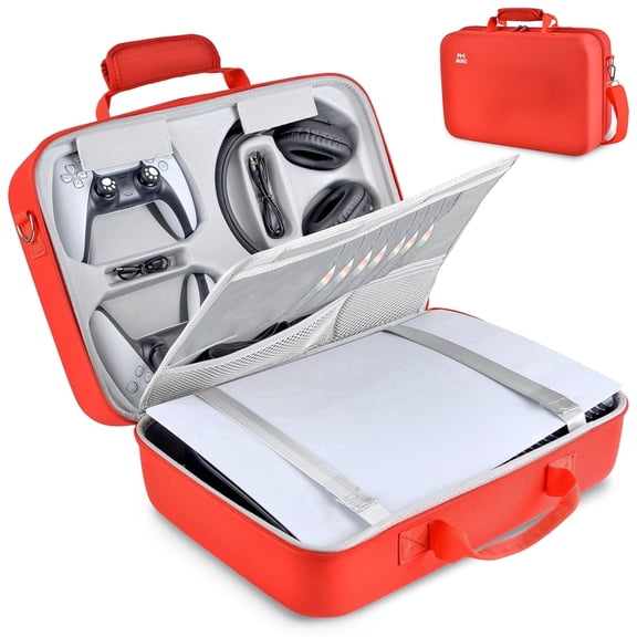 Hard Shell Travel Carrying Case Compatible with PS5 & PS5 Slim Console, Universal Protective, Game Controllers, Headphones and Gaming Accessories