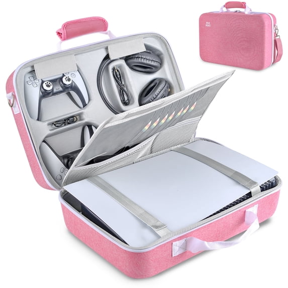 Hard Shell Travel Carrying Case Compatible with PS5 & PS5 Slim Console, Universal Protective, Game Controllers, Headphones and Gaming Accessories