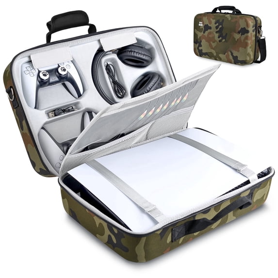 Hard Shell Travel Carrying Case Compatible with PS5 & PS5 Slim Console, Universal Protective, Game Controllers, Headphones and Gaming Accessories
