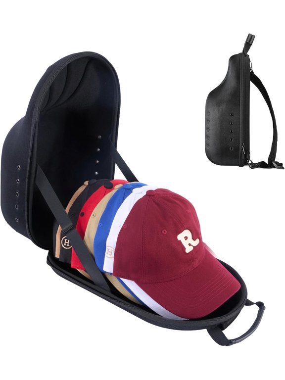 Hard Shell Travel Case for Baseball Caps Holds 7-8 Hats