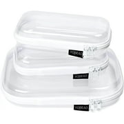 Hard Sided Clear Zipper Case for Storage- Professional-Grade Clear Zipper Pencil Case,Toy Storage Bins, Toiletry Pouch, Travel Organizer, Cosmetic Bagï¼White,2 Pack, Mï¼
