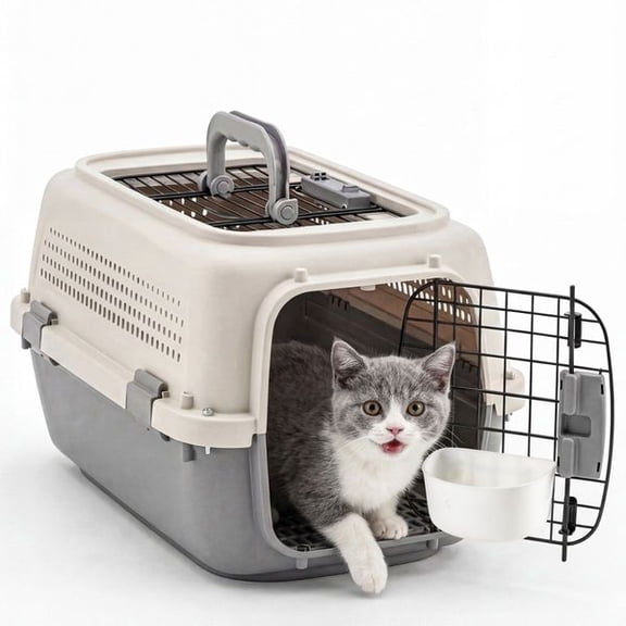 Hard-Sided Dog and Cat Carrier, TSA Airline Approved, for Small to Medium Pets, Travel Crate with Handle, Ventilated Design
