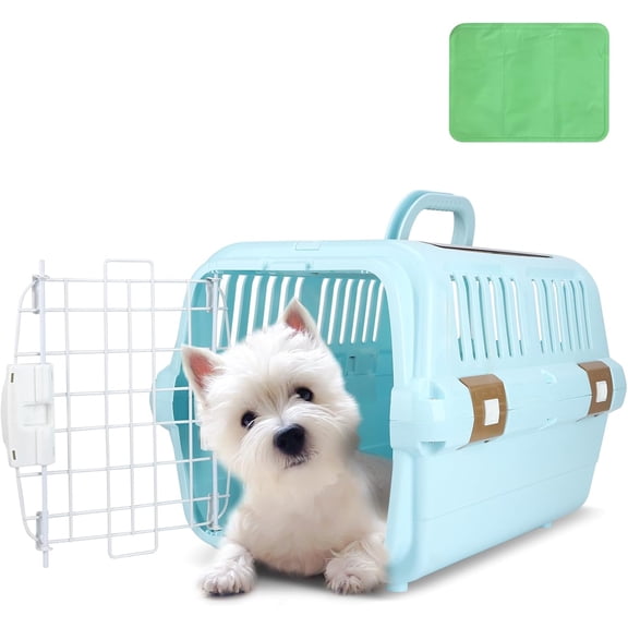 Hard-Sided Plastic Dog and Cat Kennel,Two-Door Pet Carrier, Plastic Wire Door, Top or Front Loading,Pets up to 22LBS,Fully Breathable, Perfect for Traveling/Hiking/Camping/Veterinary Visits