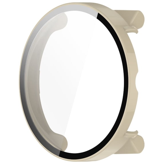 Hard Smart Watch Accessories Full Coverage Protective Case Screen Protector PC+Tempered Cover Shell IVORY FOR RACE S