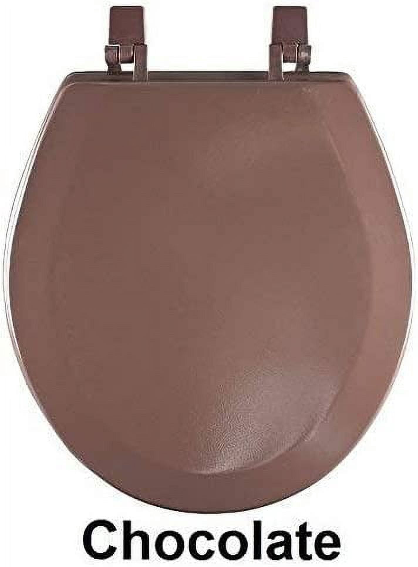 Hard Standard Wood Toilet Seat, 17 Inch Standard Round - Fits All Standard Size Fixtures - Easy to Install, Chocolate Brown (Not Slow Close)