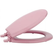 Hard Standard Wood Toilet Seat, 17 Inch Standard Round - Fits All Standard Size Fixtures - Easy to Install, Tea Rose Pink (Not Slow Close)