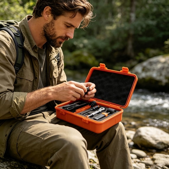 Hard Storage Box Portable Outdoor Hard Shell Carry Case Waterproof Anti-Impact Storage Container for Camping Hiking Fishing Boating Small Gadgets