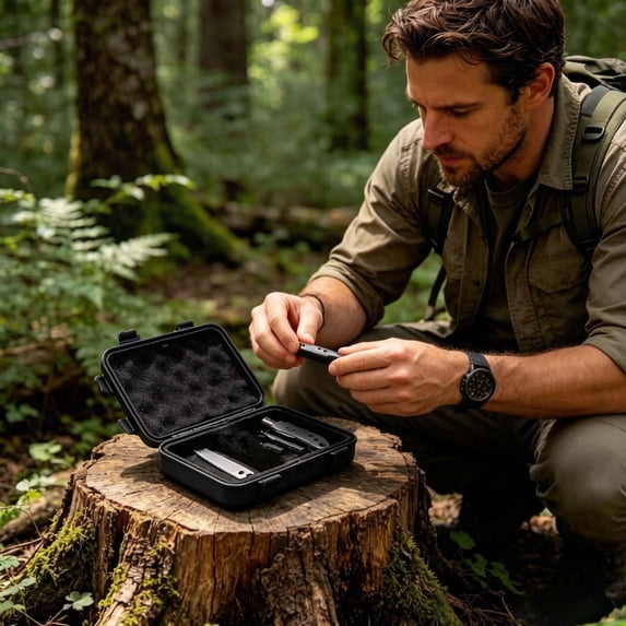 Hard Storage Box Portable Outdoor Hard Shell Carry Case Waterproof Anti-Impact Storage Container for Camping Hiking Fishing Boating Small Gadgets