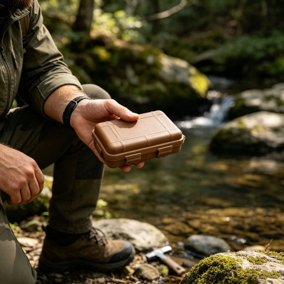Hard Storage Box Portable Outdoor Hard Shell Carry Case Waterproof Anti-Impact Storage Container for Camping Hiking Fishing Boating Small Gadgets