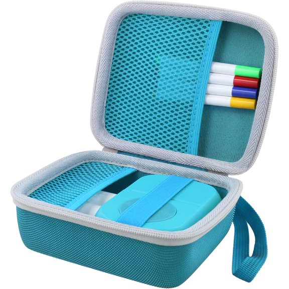 Hard Storage Case for Ceaco Hello Blink Mini Stickers and Photo Printer/Tattoo Maker Create and Print Custom Temporary Body Art for Kids Ages 8+, Blue Case + Grey Zipper