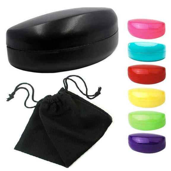 Hard Sunglasses Case Large Clam Shell Protector 1 Soft Pouch Glasses Eyeglasses