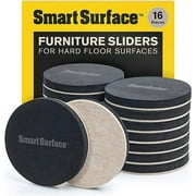 Hard Surface Reusable Furniture Felt Sliders 3-1/2  Round 16-Pack in Resealable Bag by Smart Surface