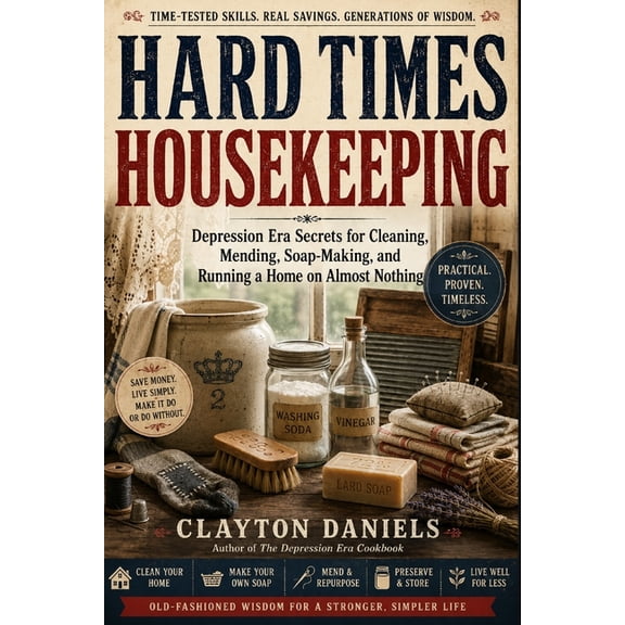 Hard Times Housekeeping: Depression Era Secrets for Cleaning, Mending, Soap-Making, and Running a Home on Almost Nothing, (Paperback)