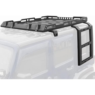 330lb Roof Rack Cargo Carrier With Ladder For Jeep Wrangler JK 2007-2018