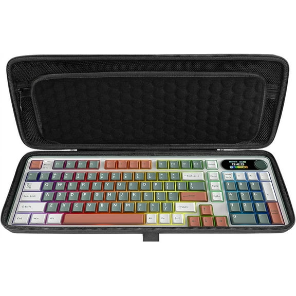 Hard Travel Case for Compact 90%-96% Keyboard, Computer 100 Key Wireless/Wired Keyboard Carrying Case Protective Storage Box Bag, Compatible with RK Royal KLUDGE S98 Keychron Q5 Pro