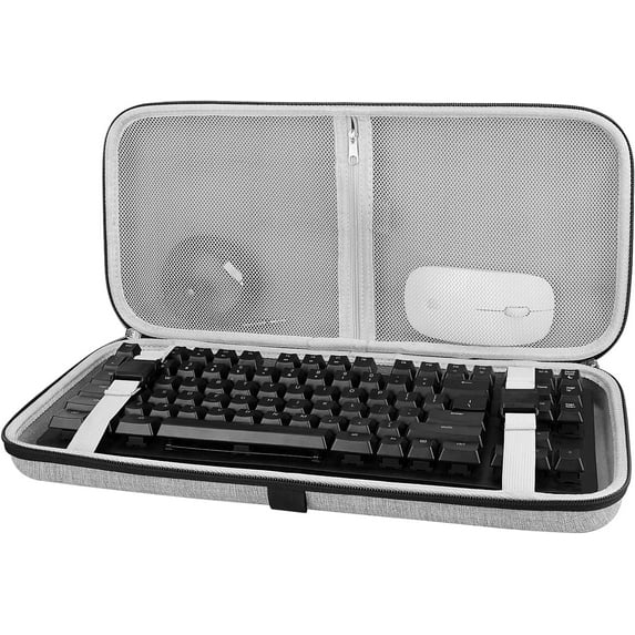 Hard Travel Case for TKL Tenkeyless Wireless/Wired Keyboard, Computer 87 Keys Keyboard Carrying Case Protective Storage Box Bag (Grey)
