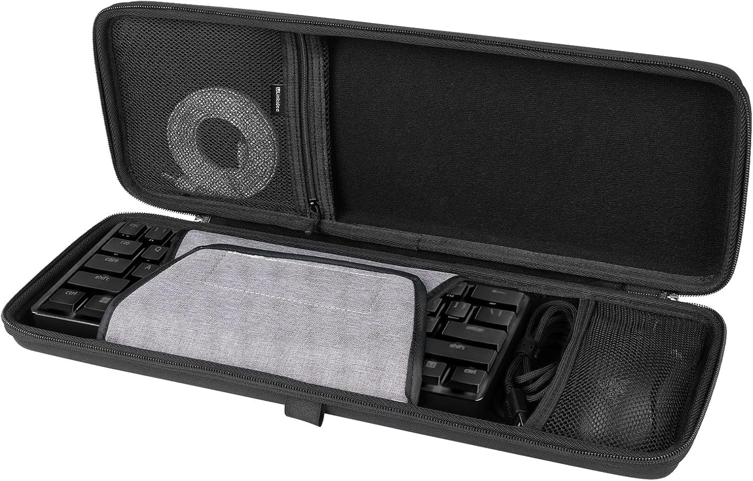 Hard Travel Keyboard Case for Compact 60% Keyboard and Mouse Case, Computer 61 Keys Keyboard Carrying Case Protective Storage Box Bag, Compatible with Razer Huntsman Mini 60%