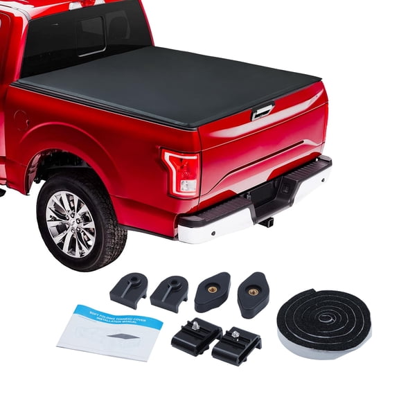 Hard Tri-Fold Truck Bed Cover for 6.7ft Bed, Tri-Folding Tonneau Cover Compatible with 6.7' Bed 2017-2024 - Protect Truck Bed,Black