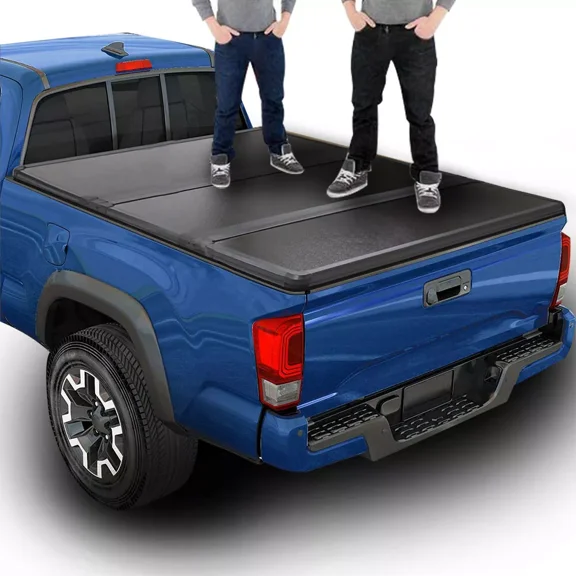 Hard Tri-Fold Truck Bed Tonneau Cover Compatible with 2022 2023 2024 Ford Maverick 4.6FT Tonneau Cover Bed,FRP Material Truck Bed Cover with LED Light and 118 inch Waterproof Strips